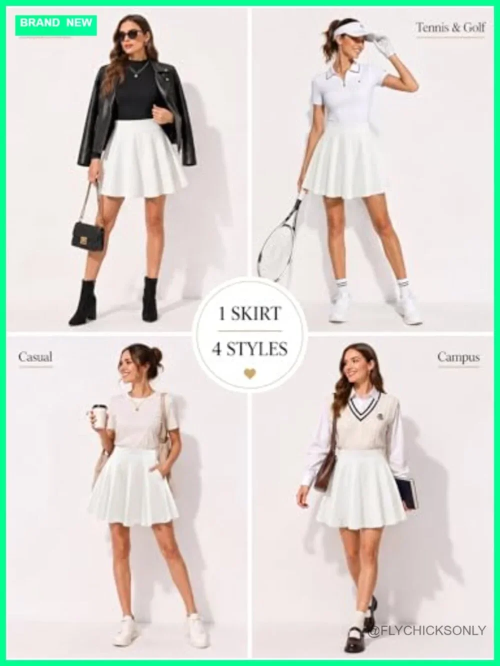High Waist Skater Skirt with Built-in Shorts, A-Line Mini Skirt, Versatile